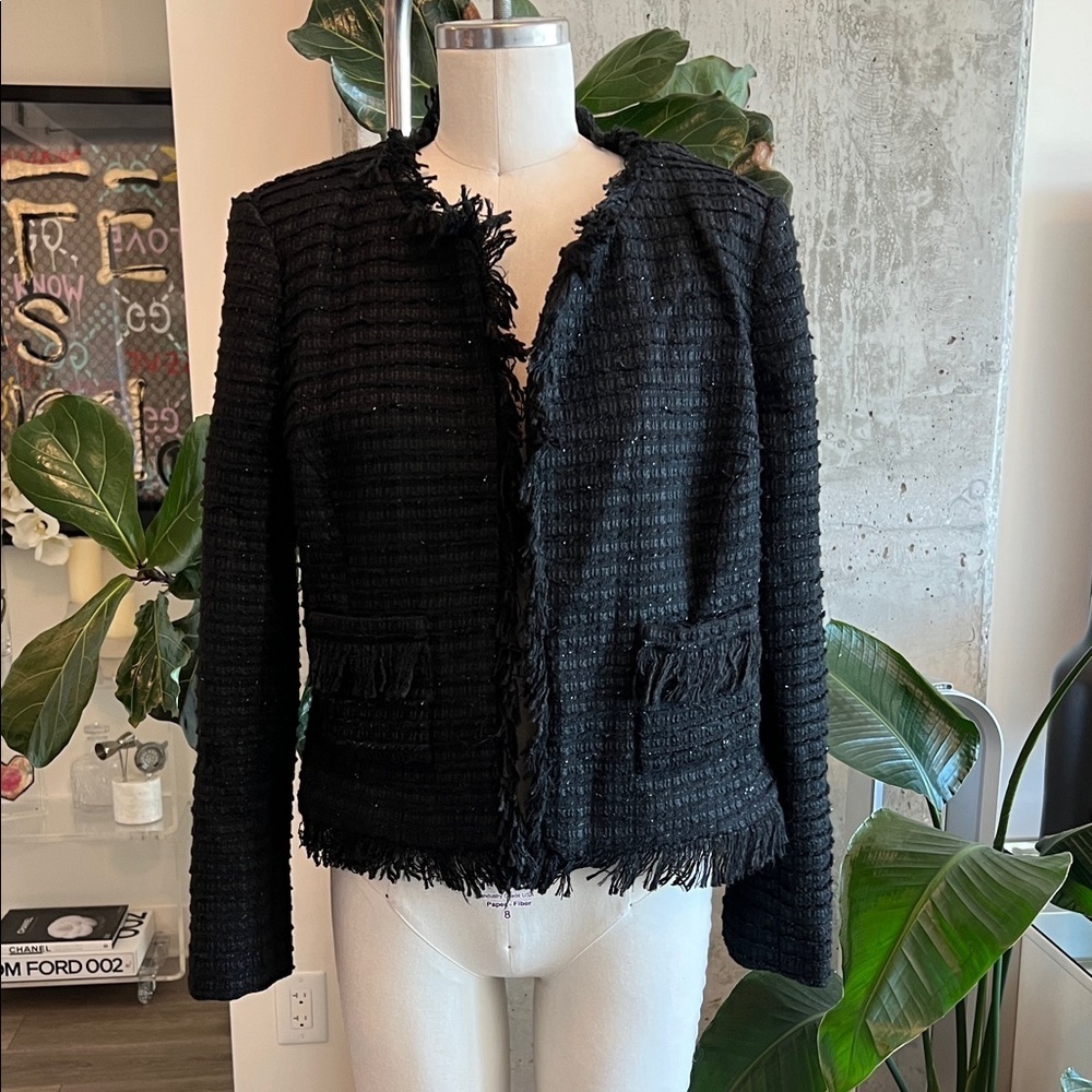 L'AGENCE Black Textured Women's Blazer